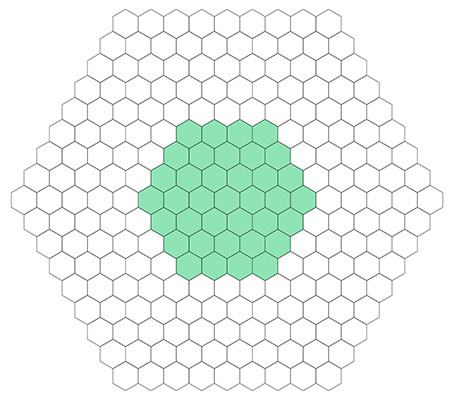 A single hexagonal region